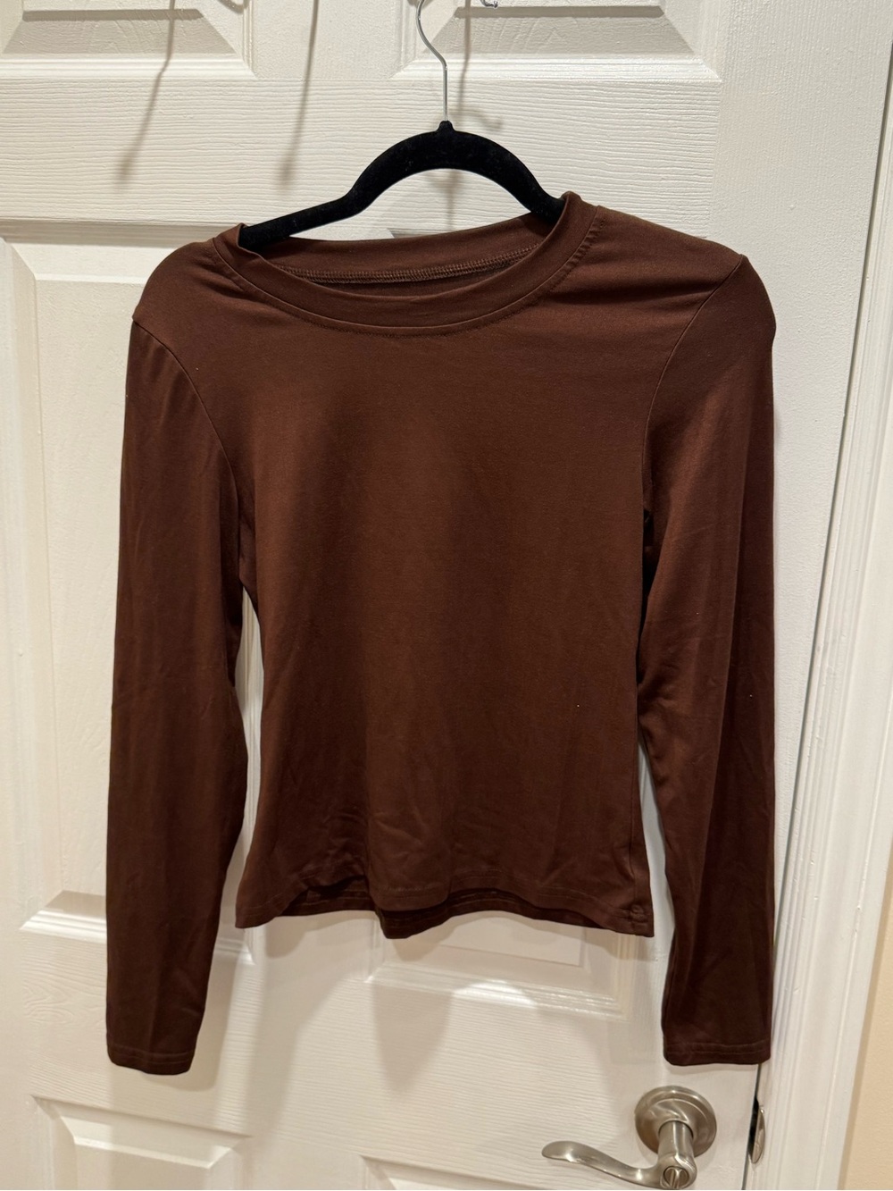 SHEIN Classic Long-Sleeve Crewneck Top - Brown